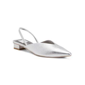 DOLCE VITA Silver Leather Byanca Slingback Flats